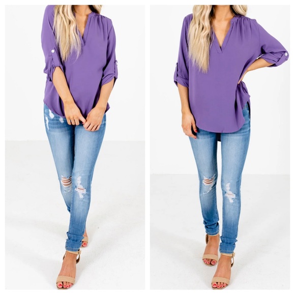 64 Boho Beautiful V Neck Chiffon Style 3/4 Sleeve Blouse - Picture 6 of 7